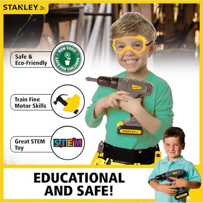Stanley Jr. 18-Piece Role Play Toy Battery Power Tool Set Sound & Light for Kids