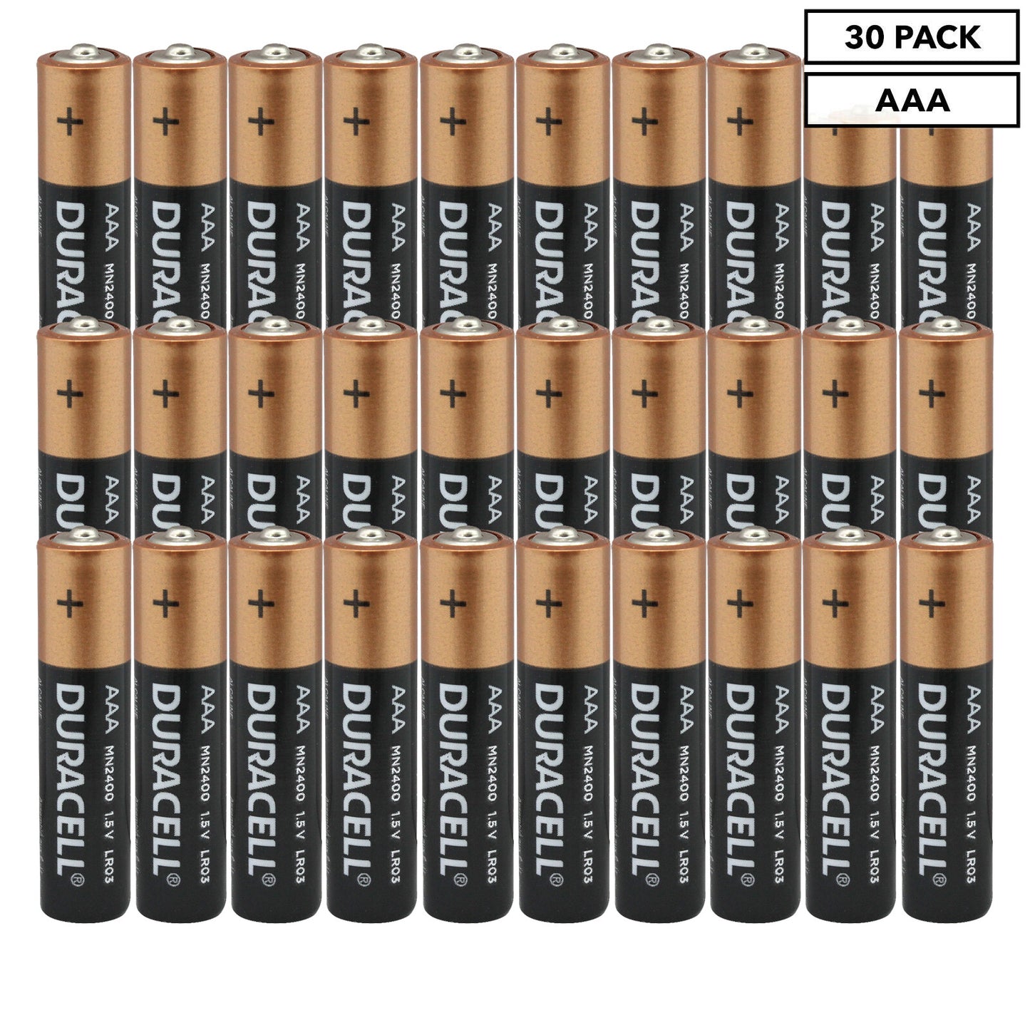 Duracell AAA 1.5V Alkaline Batteries 30 Pack Coppertop for Toys RC TV Remote