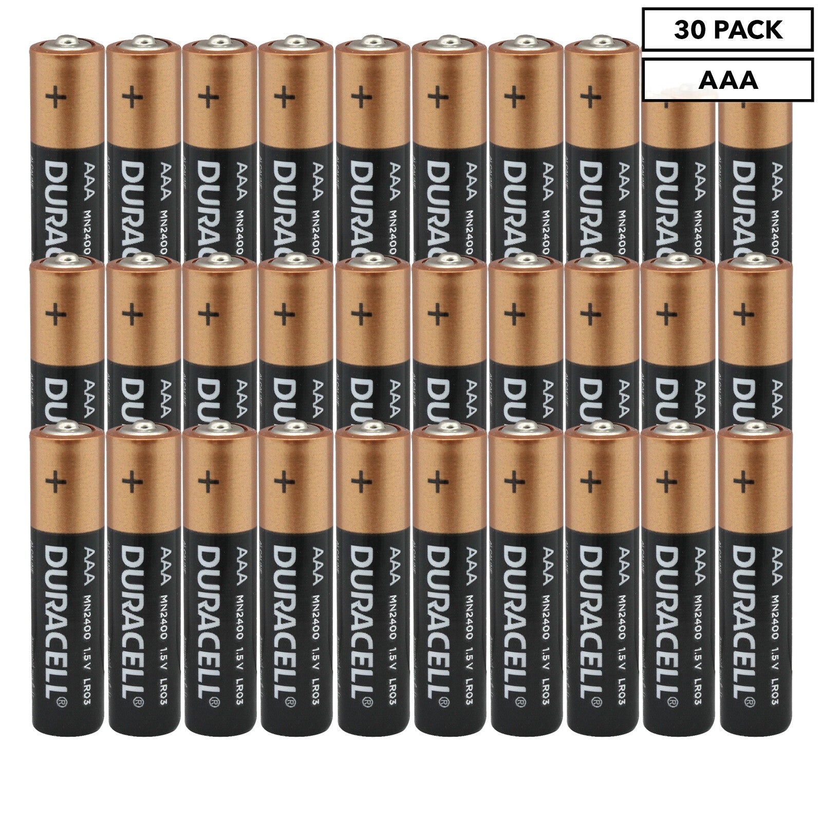 Duracell AAA 1.5V Alkaline Batteries 30 Pack Coppertop for Toys RC TV Remote