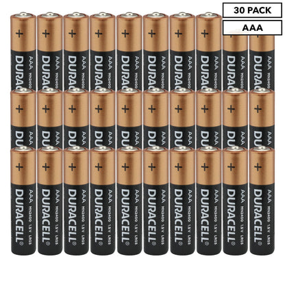 Duracell AAA 1.5V Alkaline Batteries 30 Pack Coppertop for Toys RC TV Remote