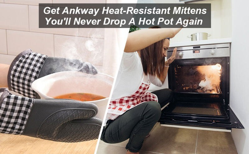 Ankway Silicone Oven Gloves and Pot Holders Set W/ Quilted Liner Heat Resistant