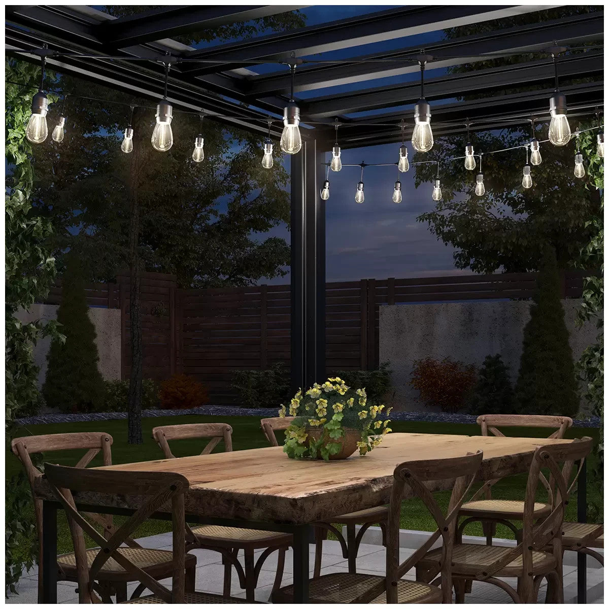 12.8m Solar String Lights 20 LED Bulb Festoon Party USB-C Outdoor Weather Resist