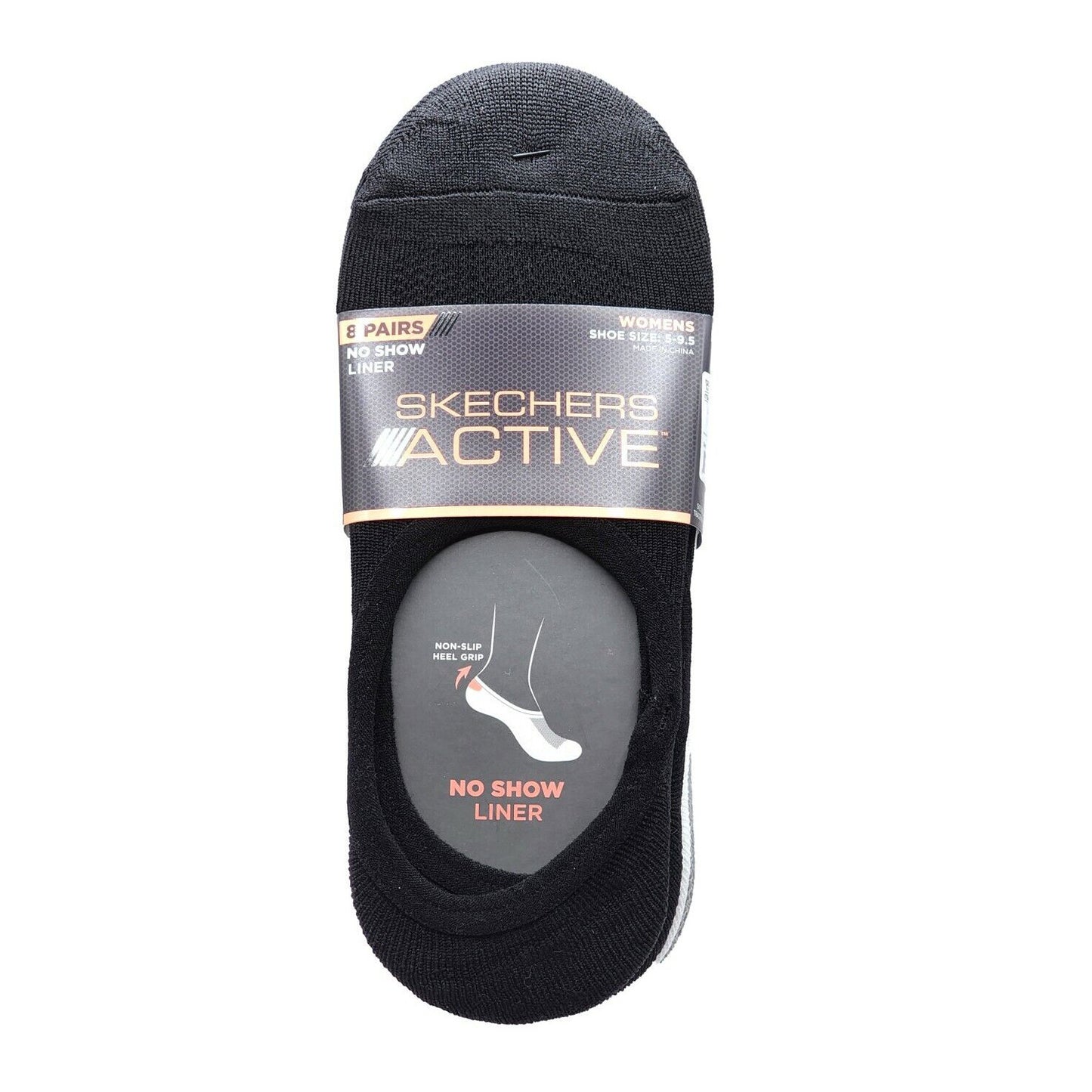 8 x Skechers Ladies Women No Show Liner Non-slip Heel Grip Active Sports Socks