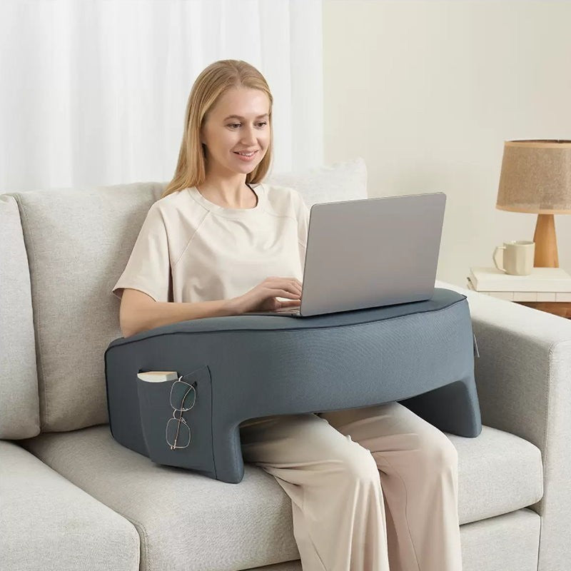 Casual Living Lap Desk Pillow Memory Foam Removable Knit Cover for Bed & Couch