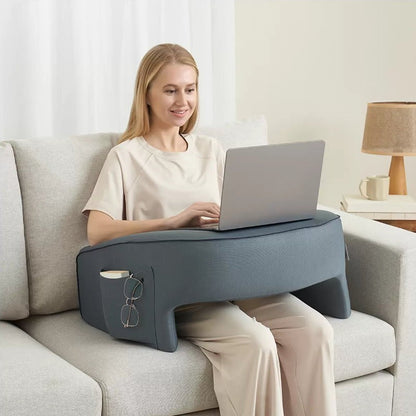 Casual Living Lap Desk Pillow Memory Foam Removable Knit Cover for Bed & Couch