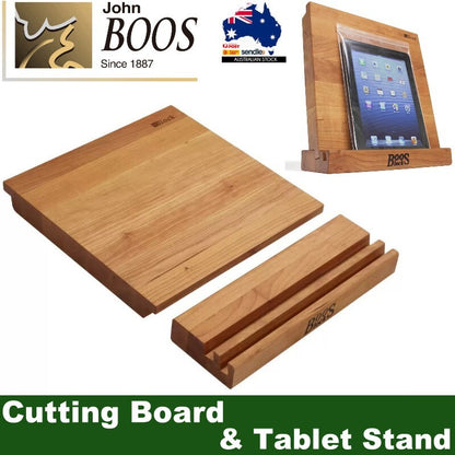 John Boos iBlock Tablet Holder Stand & Cutting Chopping Board Cherry Wood