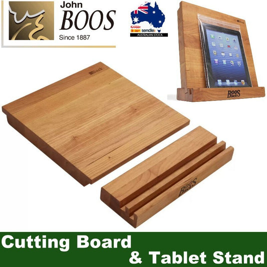 John Boos iBlock Tablet Holder Stand & Cutting Chopping Board Cherry Wood