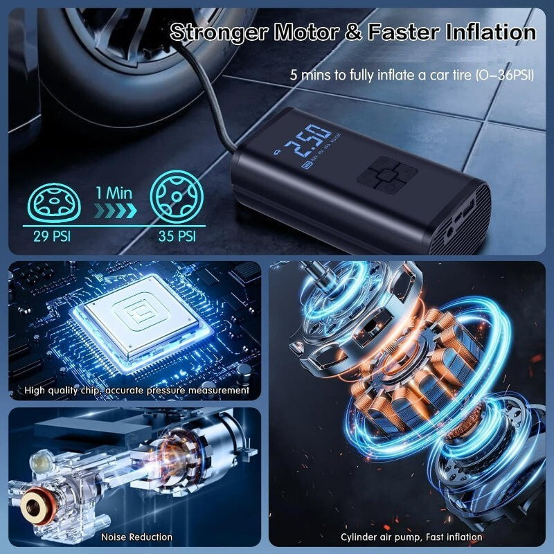 RunnieSheng Portable Tire Inflator Air Compressor Inflatable Pump Car Bike Ball
