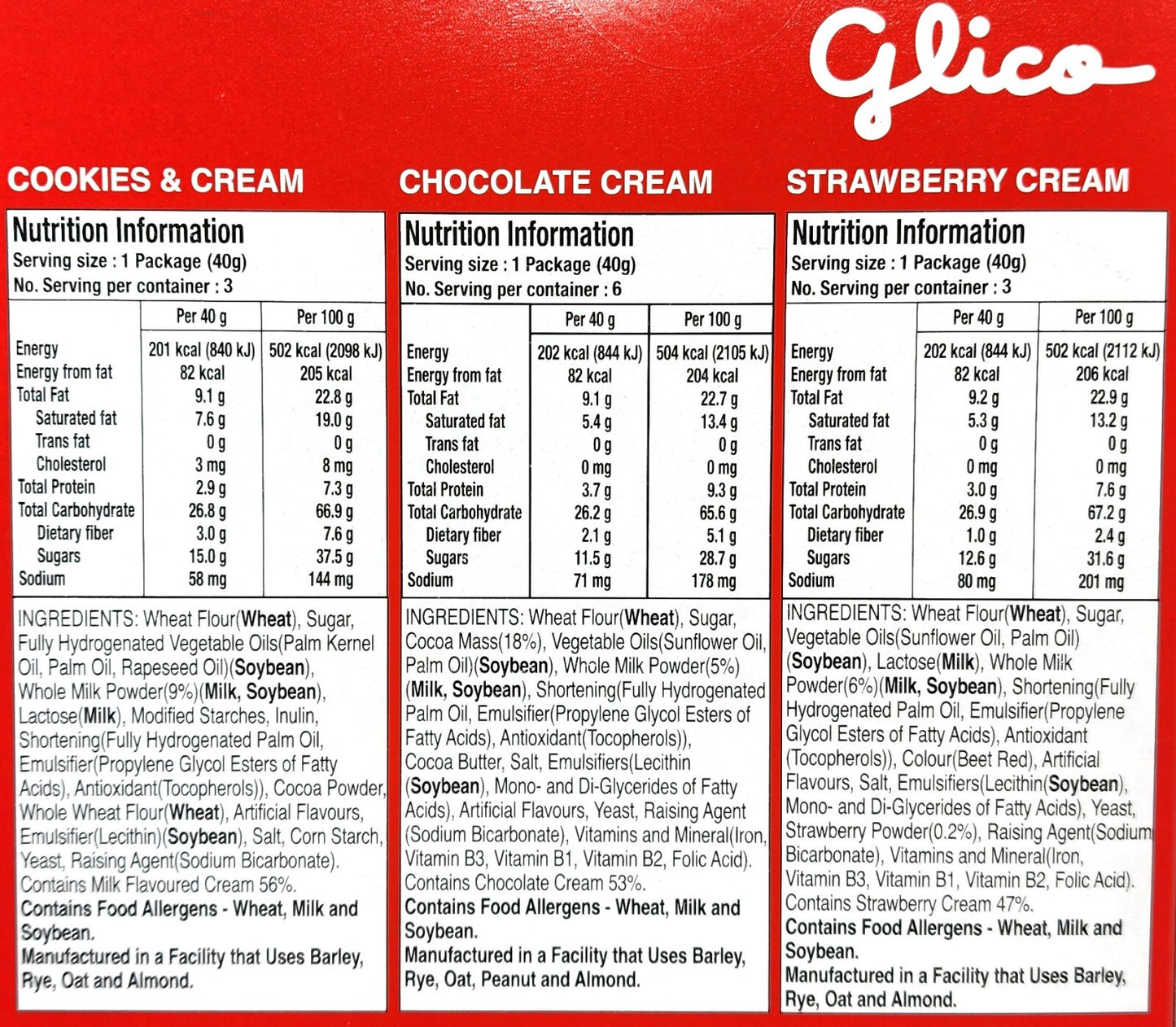 12 x 40g Glico Pocky Chocolate Cookies & Cream Strawberry Cream Biscuit Sticks