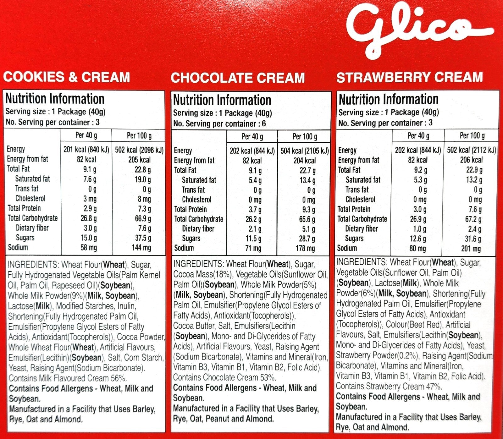 12 x 40g Glico Pocky Chocolate Cookies & Cream Strawberry Cream Biscuit Sticks