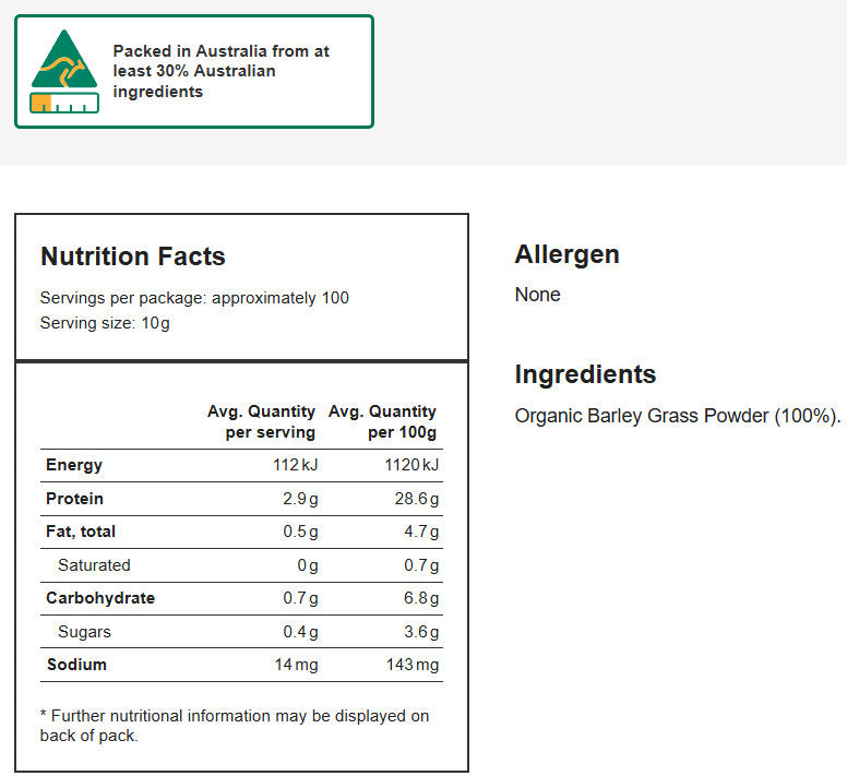 1Kg Honest To Goodness Organic Blended Barley Grass Powder Daily Nutrient Boost