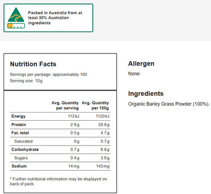 1Kg Honest To Goodness Organic Blended Barley Grass Powder Daily Nutrient Boost