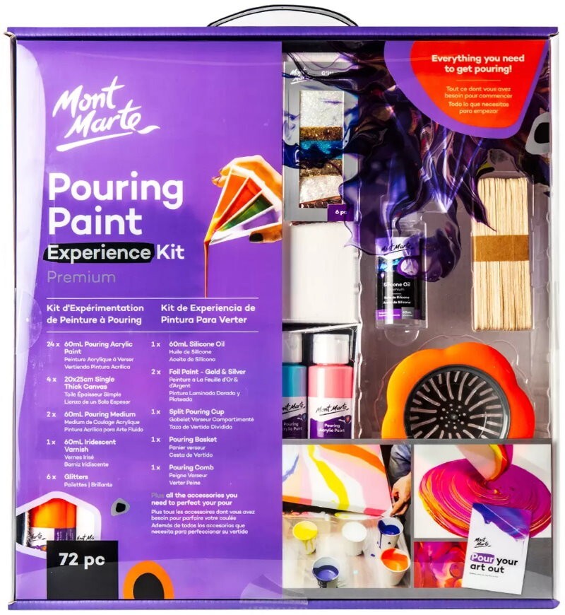 Mont Marte 72 Piece Premium Paint Experience Kit Pouring Paint Set Creative Art