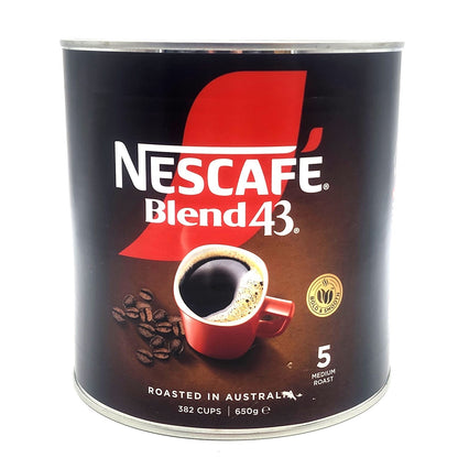650g Nescafe Blend 43 Medium Roast Office Instant Coffee Made In Australia Tin