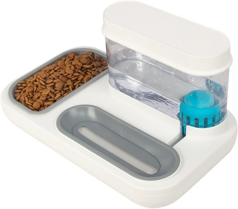 Ameifu 2-in-1 Cat Pet Bowls Food & Water Dispenser with Automatic Water Fountain