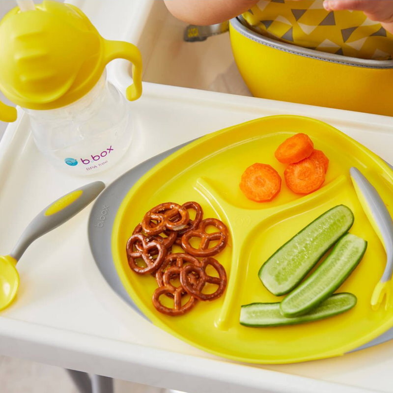 b.box Toddler Feeding Set Divided Plate, Sippy Cup, Cutlery Set - Self Training