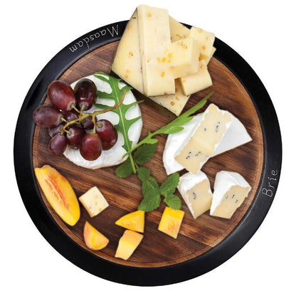 BIRDROCK HOME 18" Wood Chalkboard Lazy Susan Turntable Organizer with Pencil