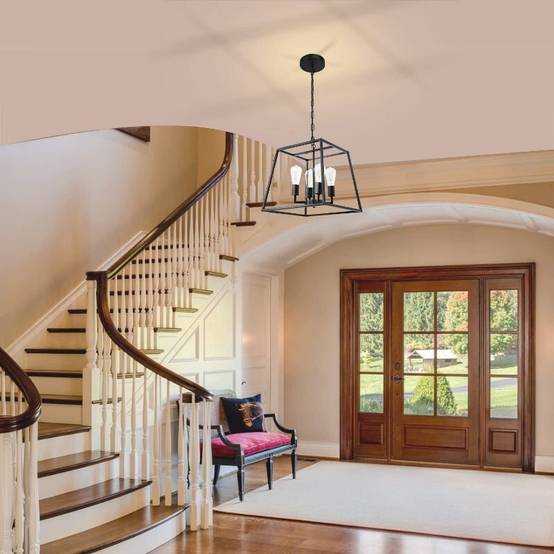 Artika Carter Square 4-Light Chandelier LED Celling Light Adjustable Height