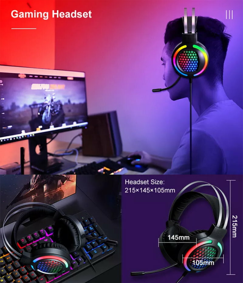 T-Wolf TF-400 4-in-1 Gaming Kit LED Backlit Gaming Keyboard Headset Mouse Pad