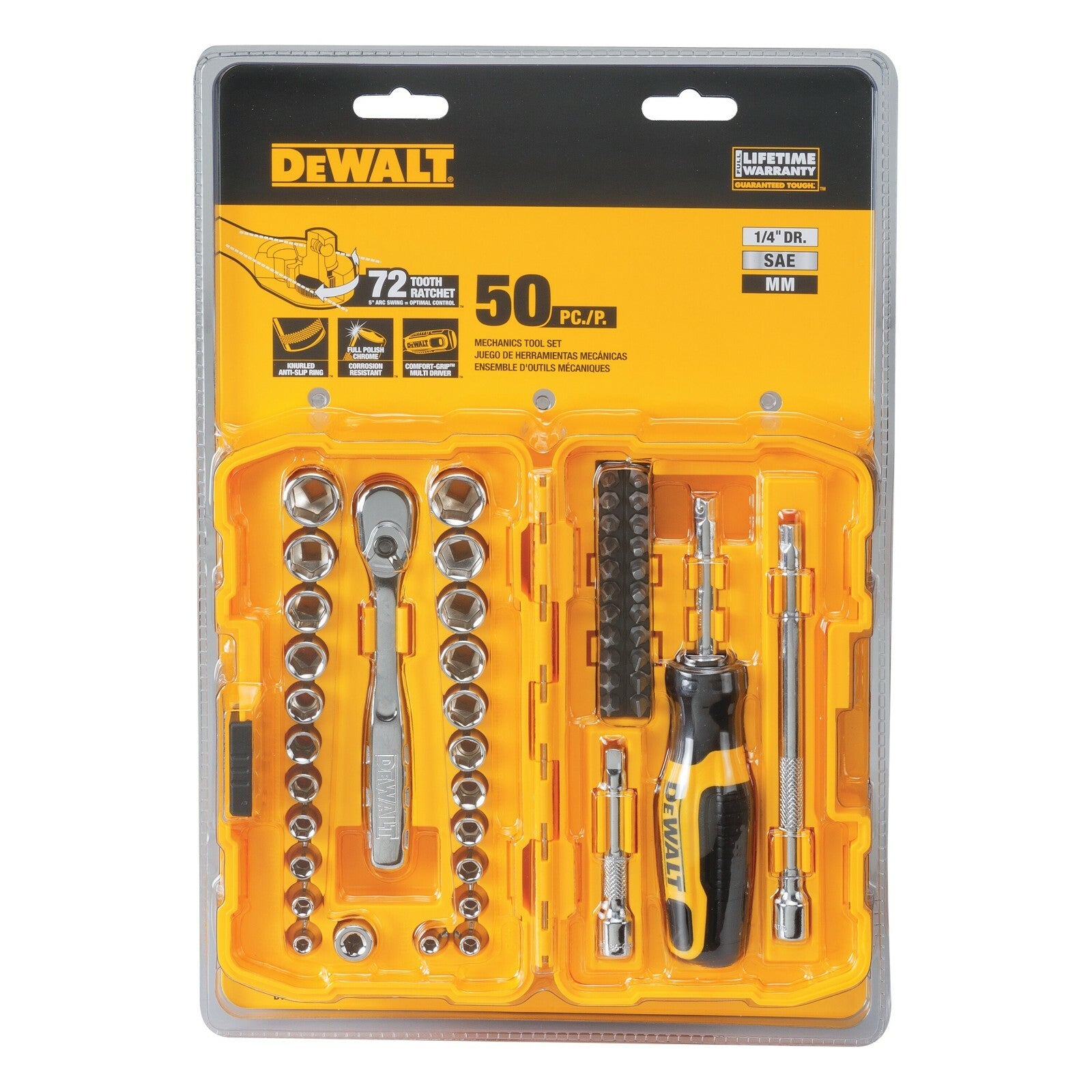 NEW DeWALT 1/4" Drive 50 Piece Mechanics Tool Set Kit DWMT81610 Socket Set