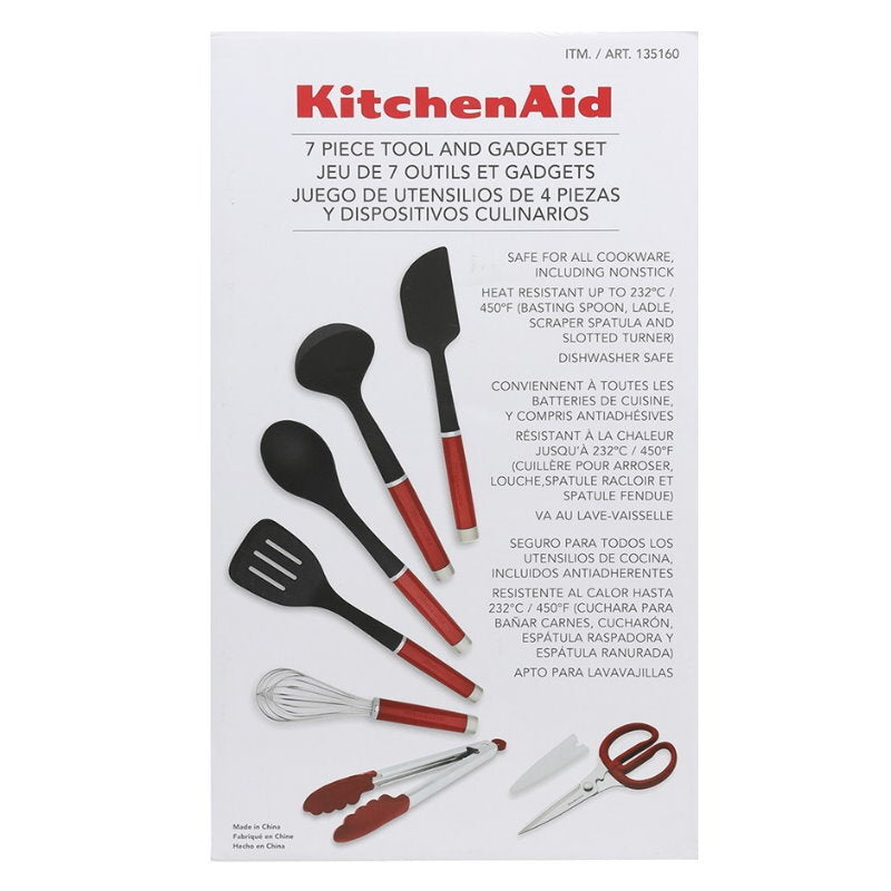 KitchenAid 7 Piece Kitchen Tool & Gadget Set - Turner, Spoon, Ladle, Tipped Tong