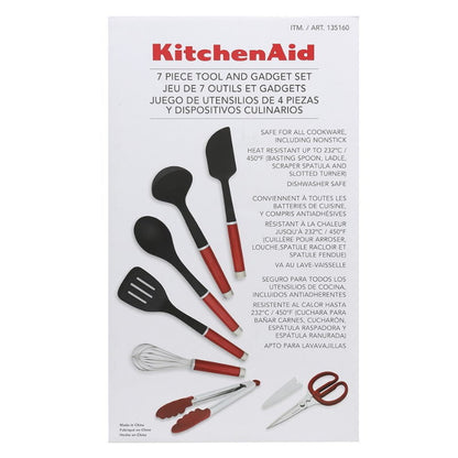 KitchenAid 7 Piece Kitchen Tool & Gadget Set - Turner, Spoon, Ladle, Tipped Tong