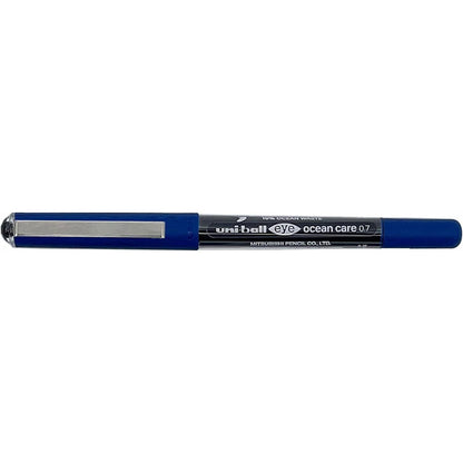 8 x Uni-Ball Rollerball Pen Blue Liquid Ink 0.7mm Stainless steel tip UB157