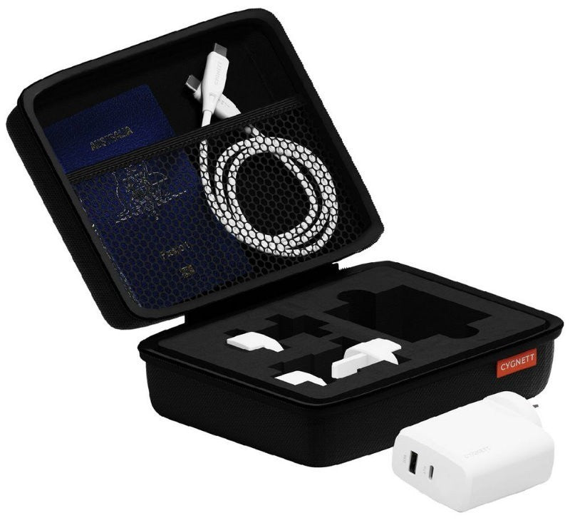 Cygnett PowerMaxx 33 Watt Travel Wall Charger Kit with 5000mAh Power Bank, Case