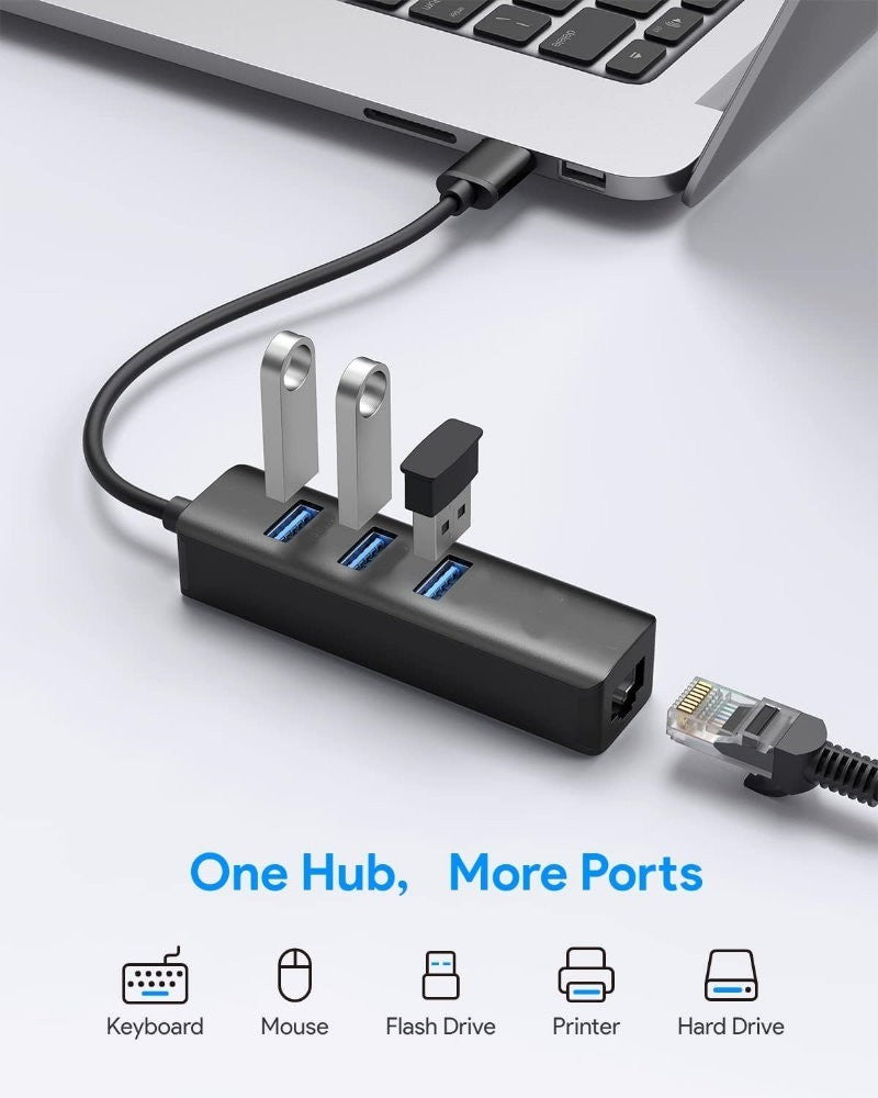 Netac 5-in-1 USB 3.0 Hub with 1000Mbps Gigabit RJ45 & Type-C Power Supply