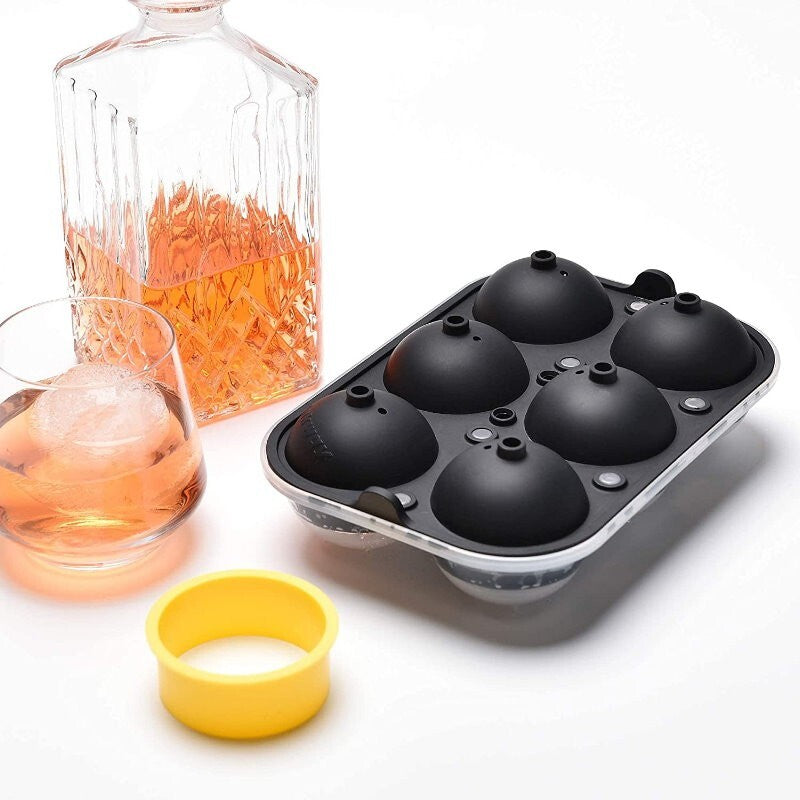 Ankway 6 Balls 65mm (2.5") Silicone Ice Cube Tray Sphere Ice Ball Maker Mold