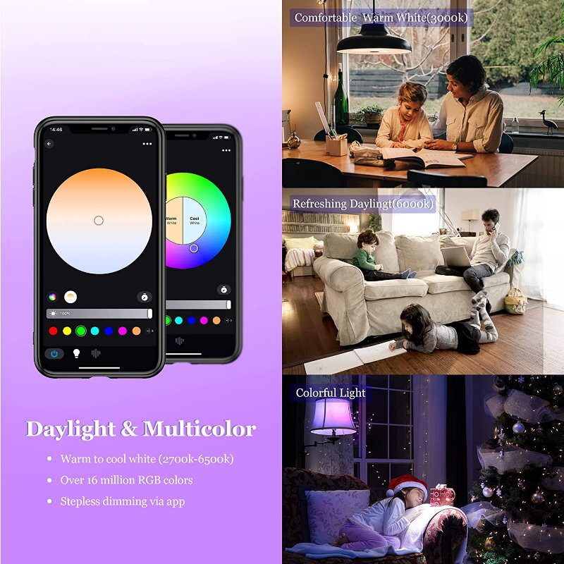 V-TAC Bluetooth Smart RGB LED Light Bulb A60 E27 or B22 - App or Voice Control