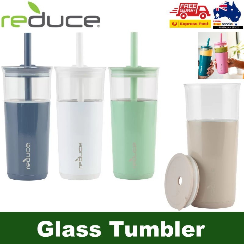 REDUCE Aspen 20oz 590ml Vacuum Insulated Glass Tumbler w/ Lid & Extra Wide Straw