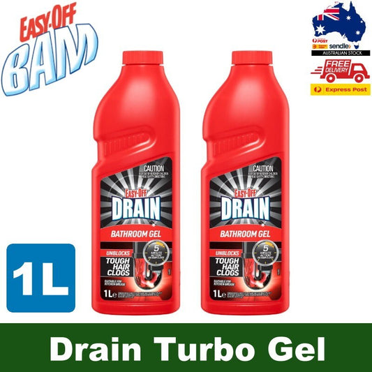 Easy-Off Drain Turbo Gel 1L Bathroom Gel Drain Cleaner Hair Drain Clog Remover