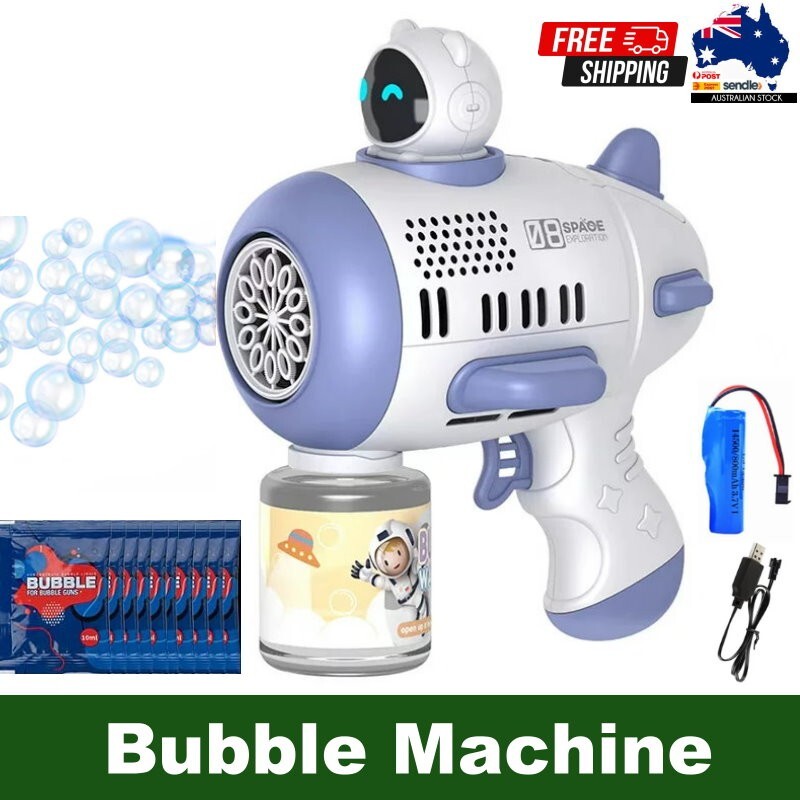 Mercita Space Bubble Guns Machine with LED & Rechargeable Battery for Kids