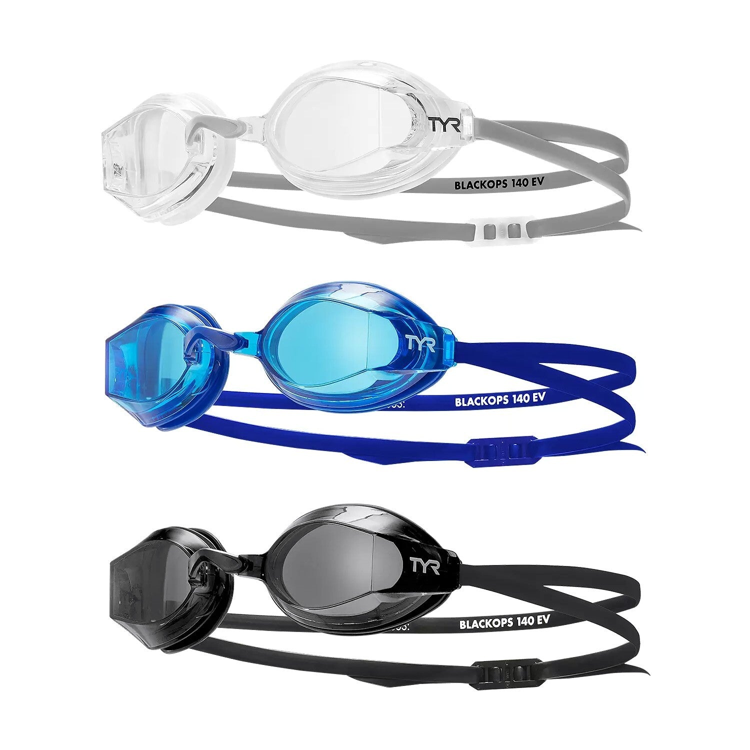 TYR Unisex Adult Swimming Goggles 3 Pack UV Protection Anti-fog 4 Removable Nose