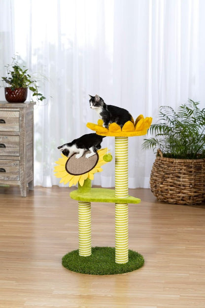 Kitty Power Paws 92cm Sunflower Playground Luxurious Cat Tree for Lounging, Play
