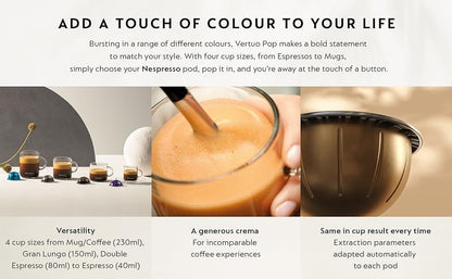 Nespresso Vertuo Pop Deluxe Coffee Machine Aeroccino3 Milk Frother by De'Longhi