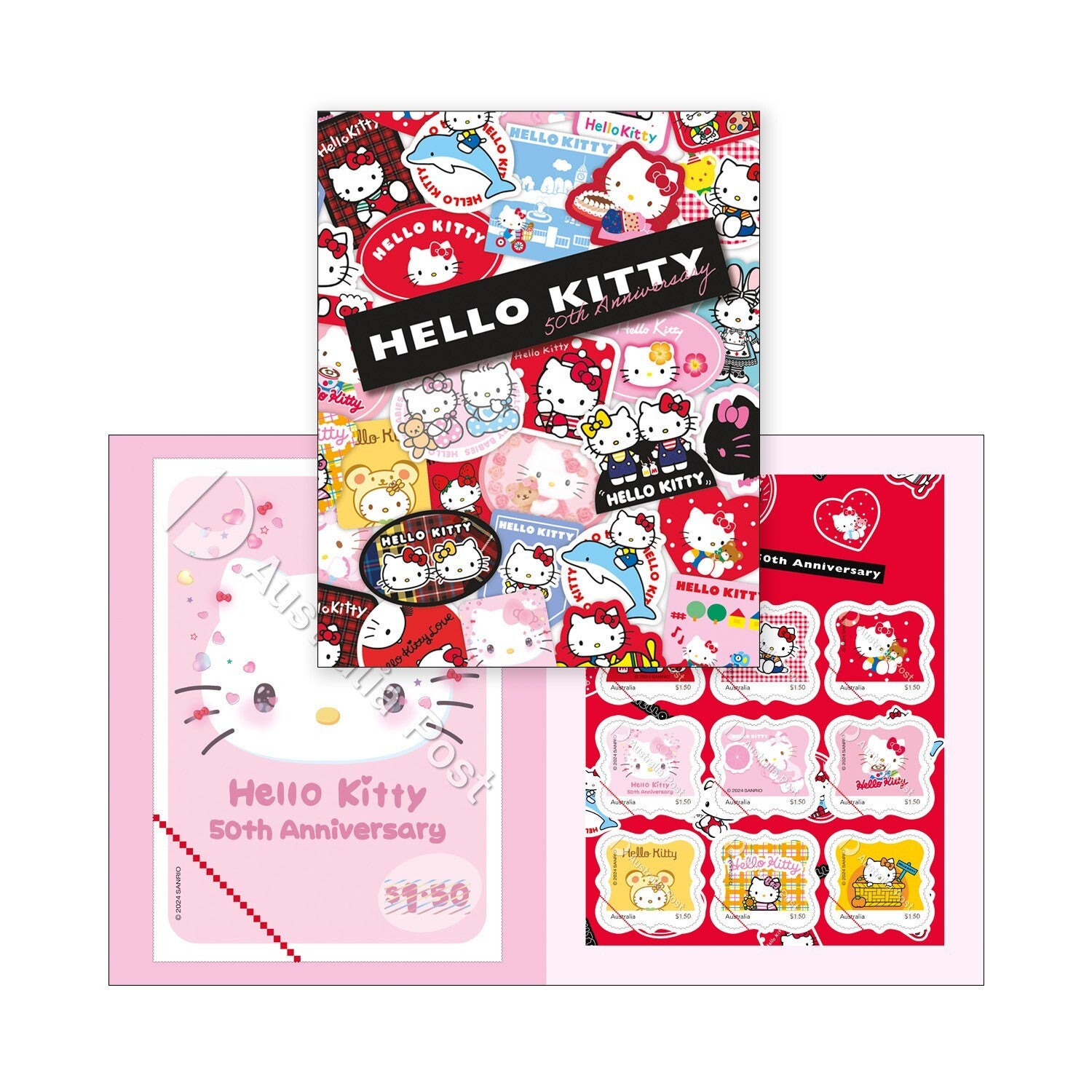 Hello Kitty 50th Anniversary Stamp Pack 10 x $1.5 - 2024 Christmas Edition Rare