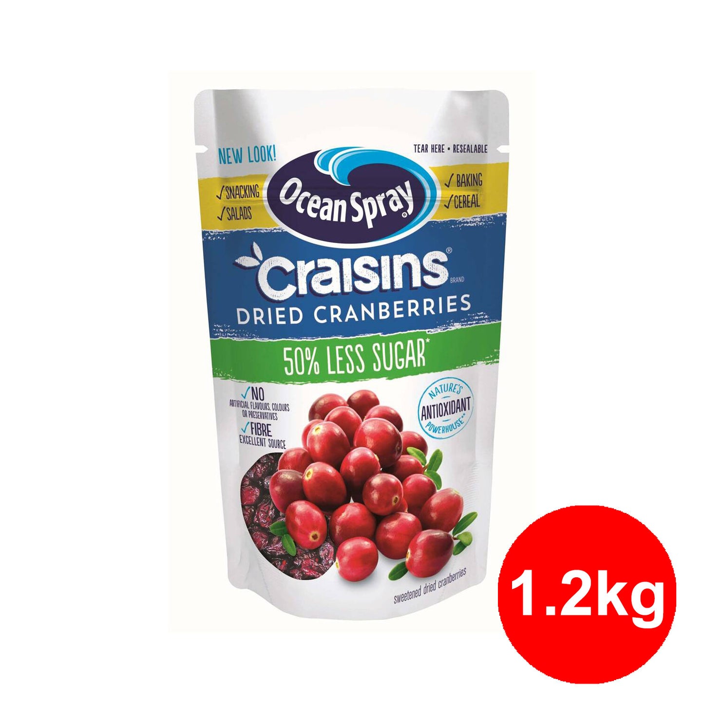 Ocean Spray Craisins Reduced 50% Less Sugar Dried Cranberries Resealable Healthy