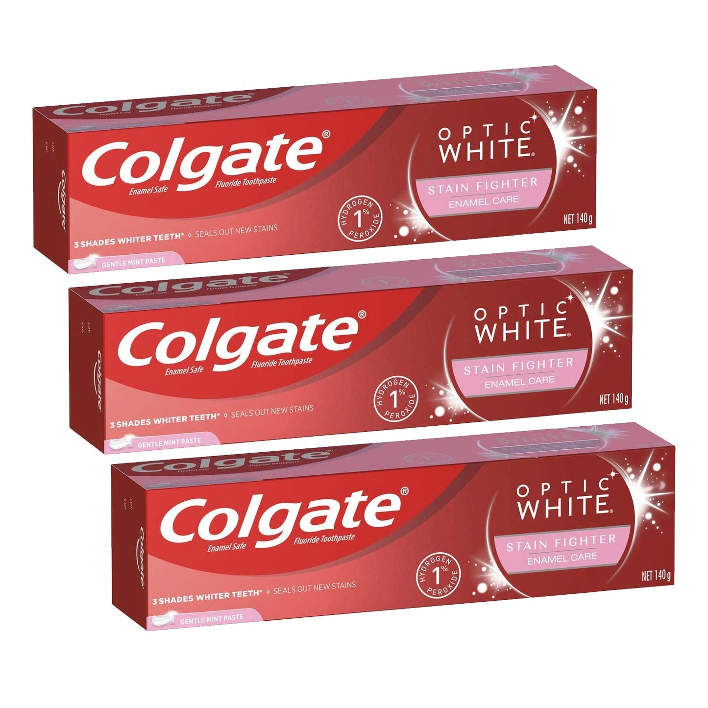 Colgate Optic White Enamel Care Teeth Whitening Toothpaste Oral Dental 3 x 140g