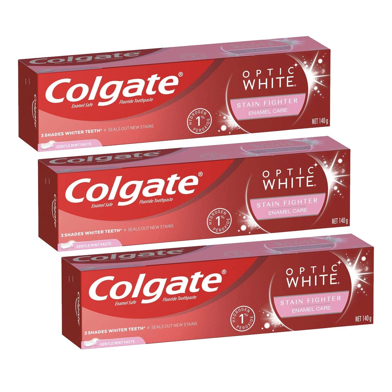Colgate Optic White Enamel Care Teeth Whitening Toothpaste Oral Dental 3 x 140g