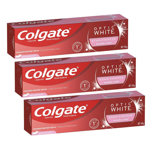 Colgate Optic White Enamel Care Teeth Whitening Toothpaste Oral Dental 3 x 140g