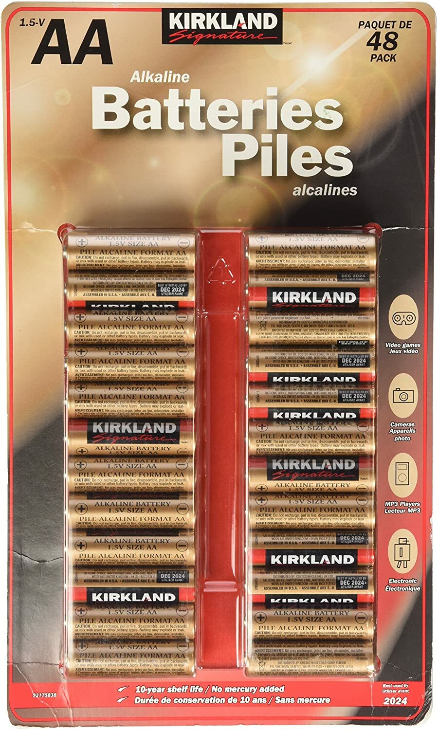 96 x Kirkland AA 1.5v Alkaline Remote Toy RC Battery Power Preserve Batteries