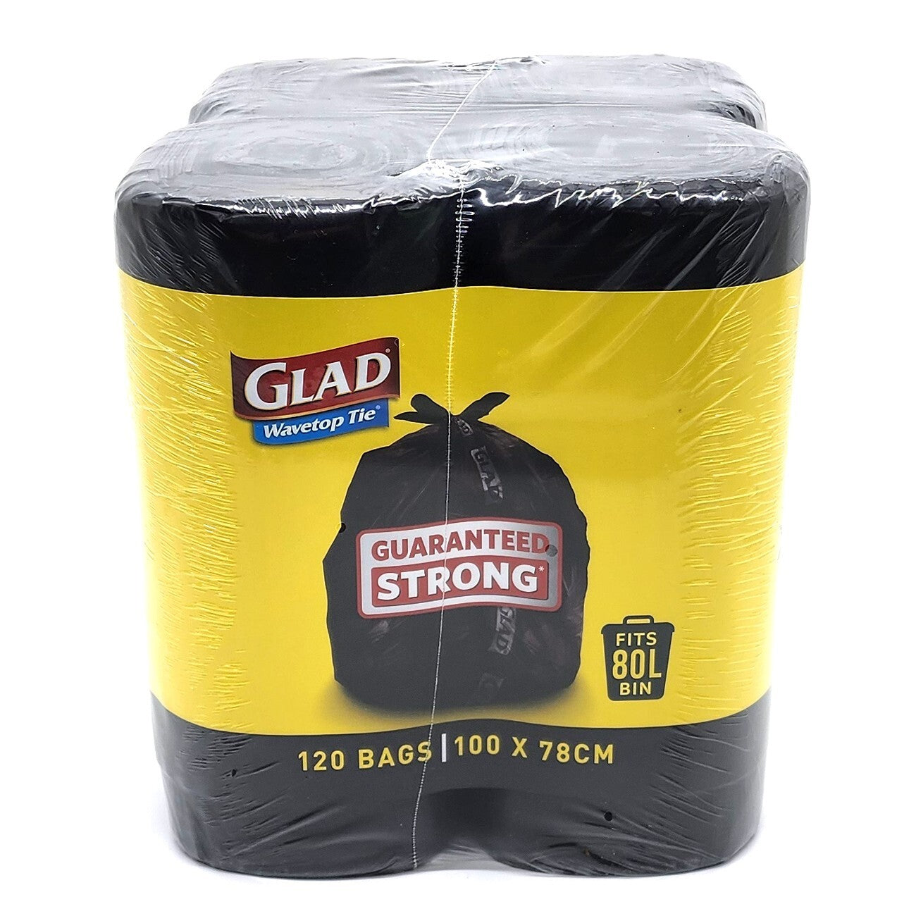 Glad 120 Kitchen Tidy Bag Extra Large Wavetop Tie Garbage Bags XL 80L 78 x 101cm