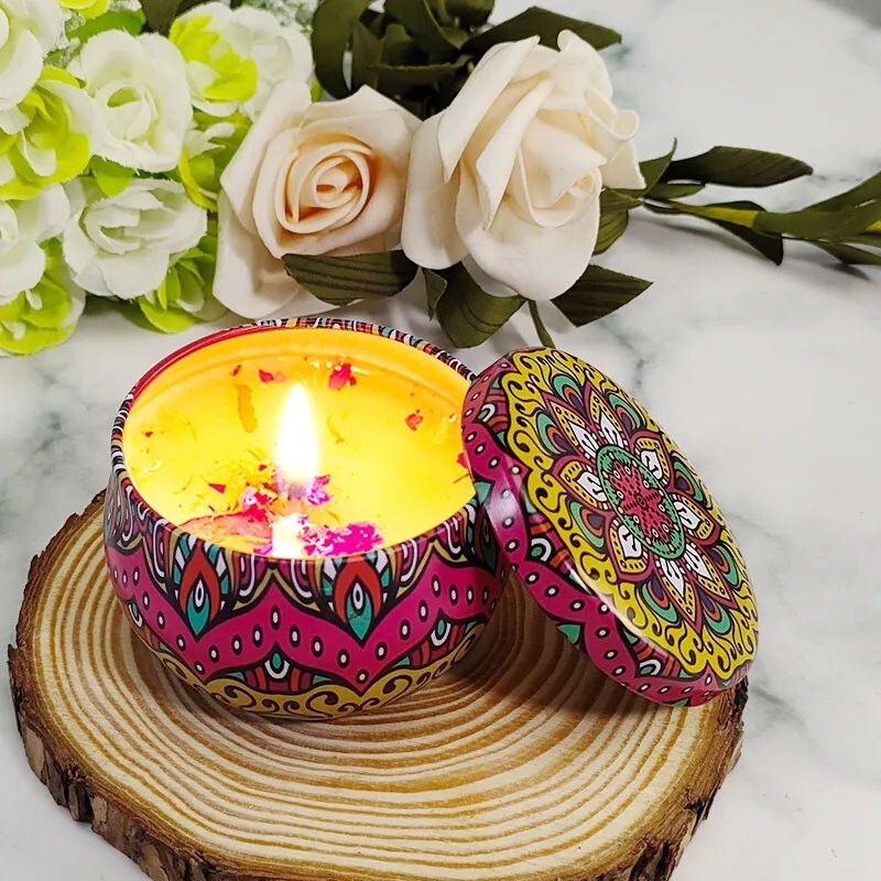 4-Pack Scented Candles Folk Style Aromatic Soy Wax Candle Gift Set 4 x 2.5 oz