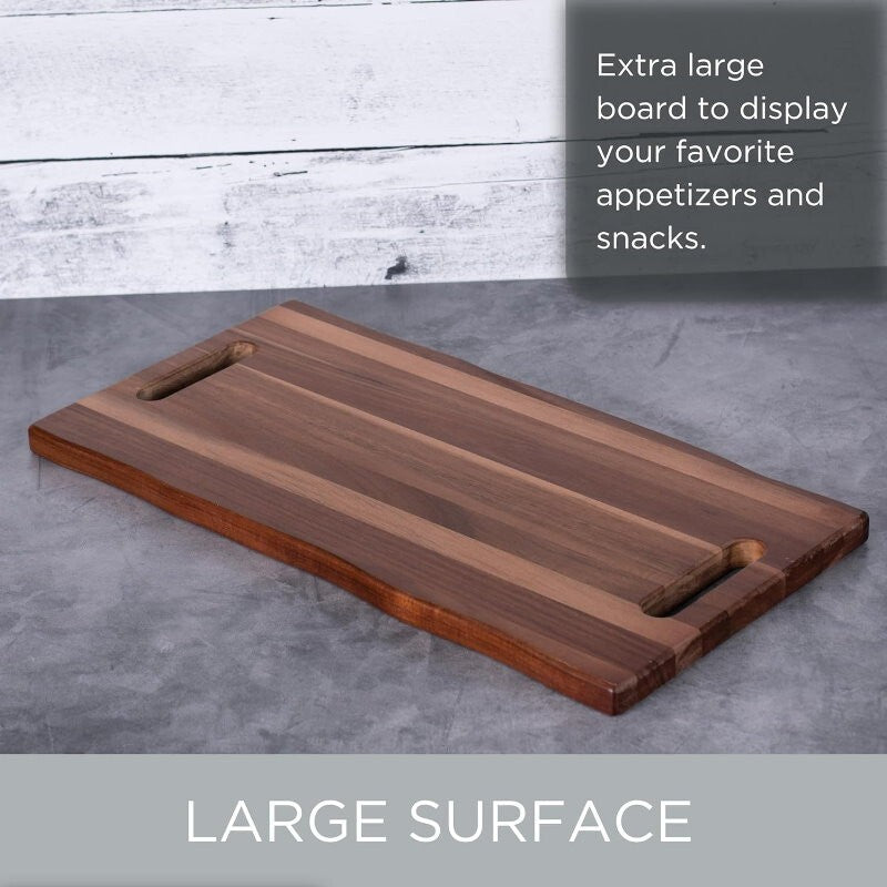 BIRDROCK HOME 22" Acacia Wooden Cheese Serving Board with Handles 55.9cm x 29cm