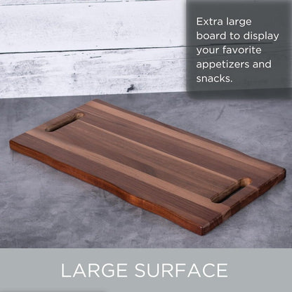 BIRDROCK HOME 22" Acacia Wooden Cheese Serving Board with Handles 55.9cm x 29cm