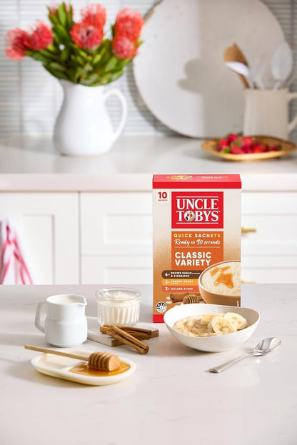 Uncle Tobys Oats Brown Sugar Cinnamon Honey Syrup Classic Variety 60 x Satchels