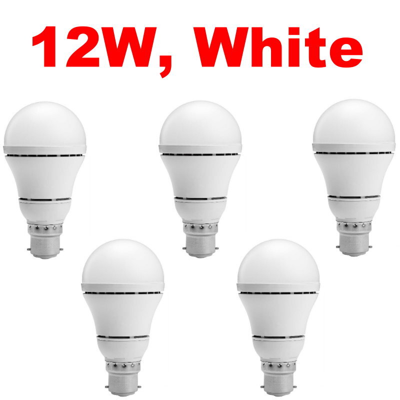 RITEK 5 PCs B22 LED Light Bulb 12W or 10W - No Flash, Non-Toxic, Save 80% Energy