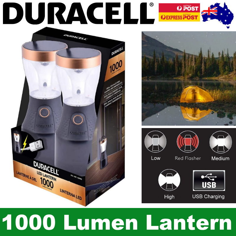 Duracell 1000 Lumens LED Lantern with Emergency USB Charging - Camping, Night